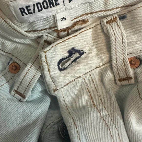 Re/Done Blue Jean Shorts Distressed Frayed Hem 25